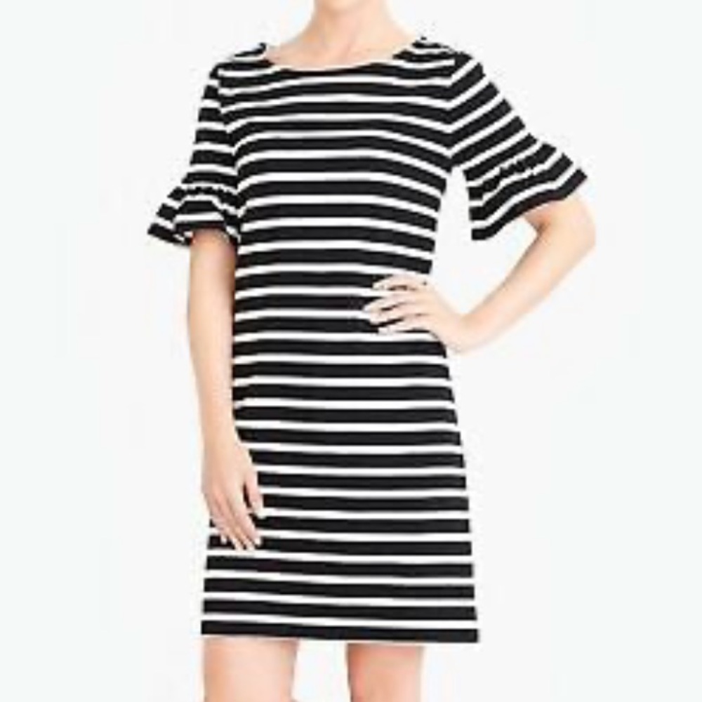 J. Crew nautical striped ruffle sleeve dress